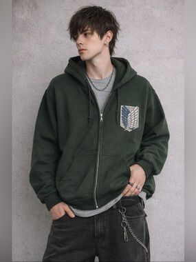 Attack On Titan Scout Regiment Hoodie Zip XL Green Hot Topic Ripple Junction